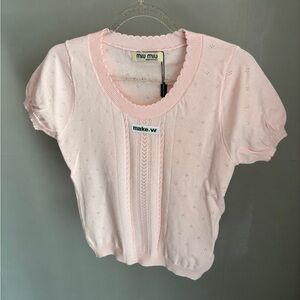 Miu Miu Light Pink Short Sleeve Top